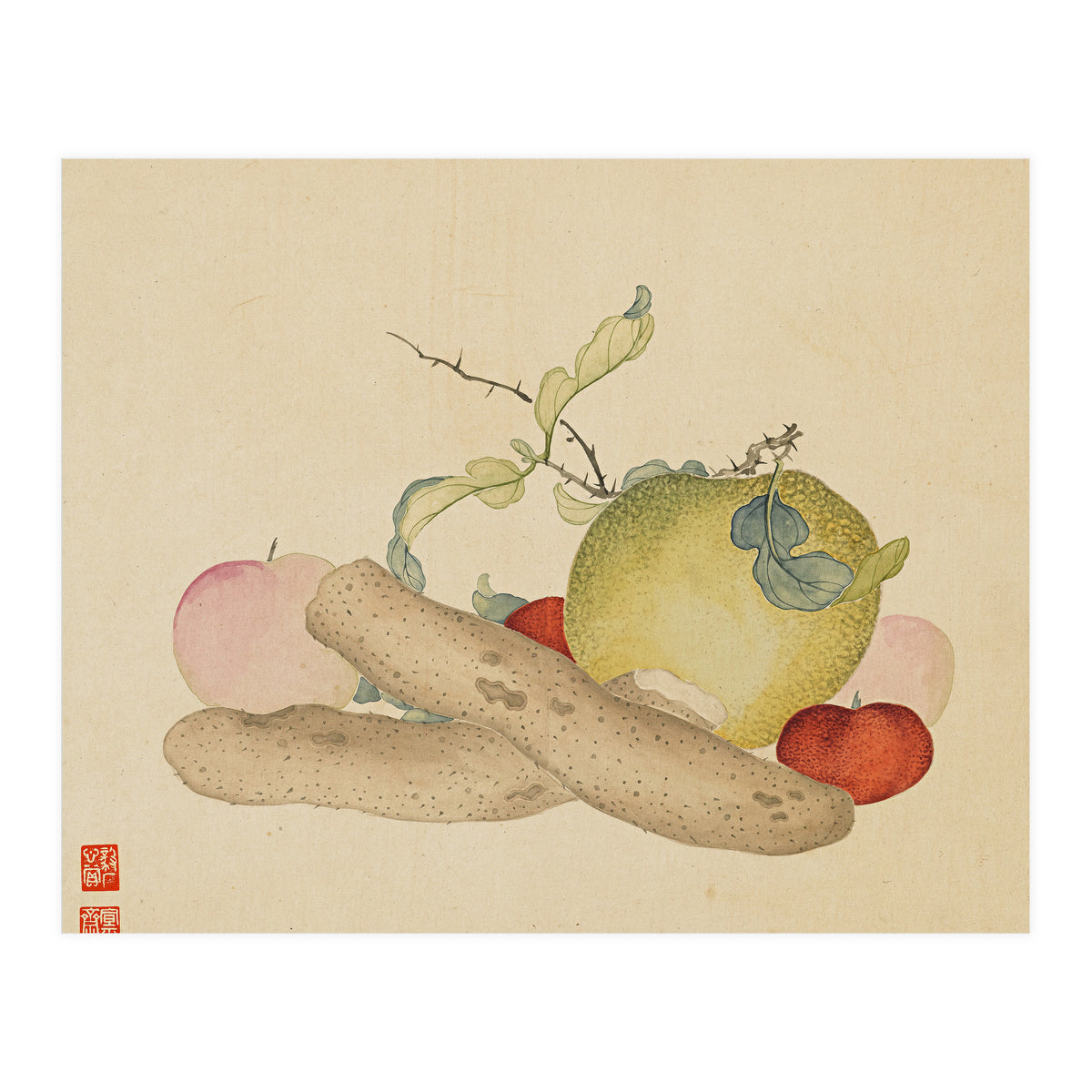 Wang Chengyu~flowers And Vegetables, Vegetables, Fruits, Yam, Apple, Pear (Print Only)