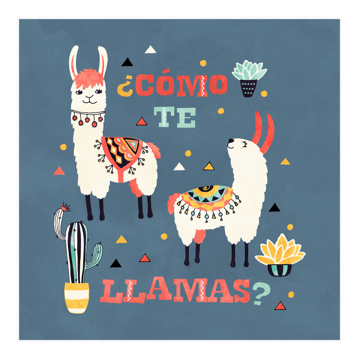 Llama With Cactus Como Te Llamas Spanish Saying 1 (Print Only)