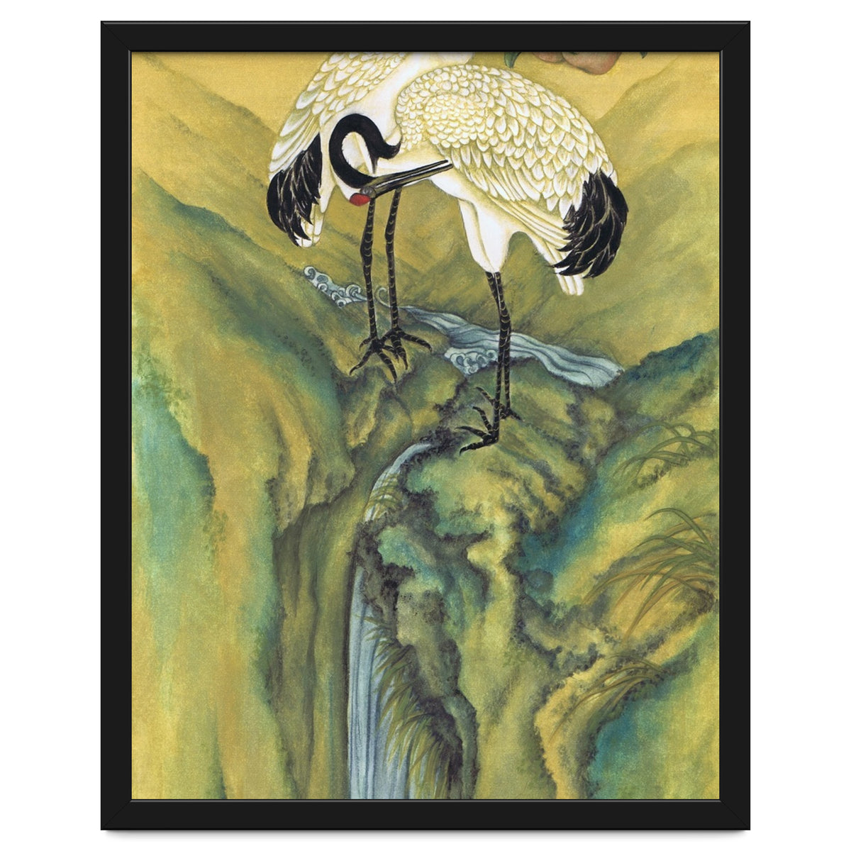 Cranes At The Top Of A Waterfall