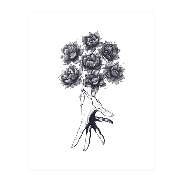 Hand With Lotuses (Print Only)