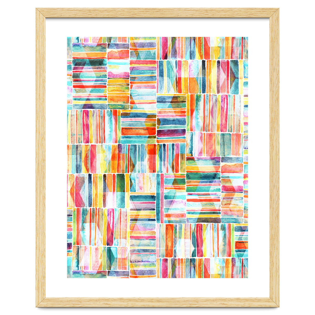 Summer Pastel Geometric and Striped Abstract on white