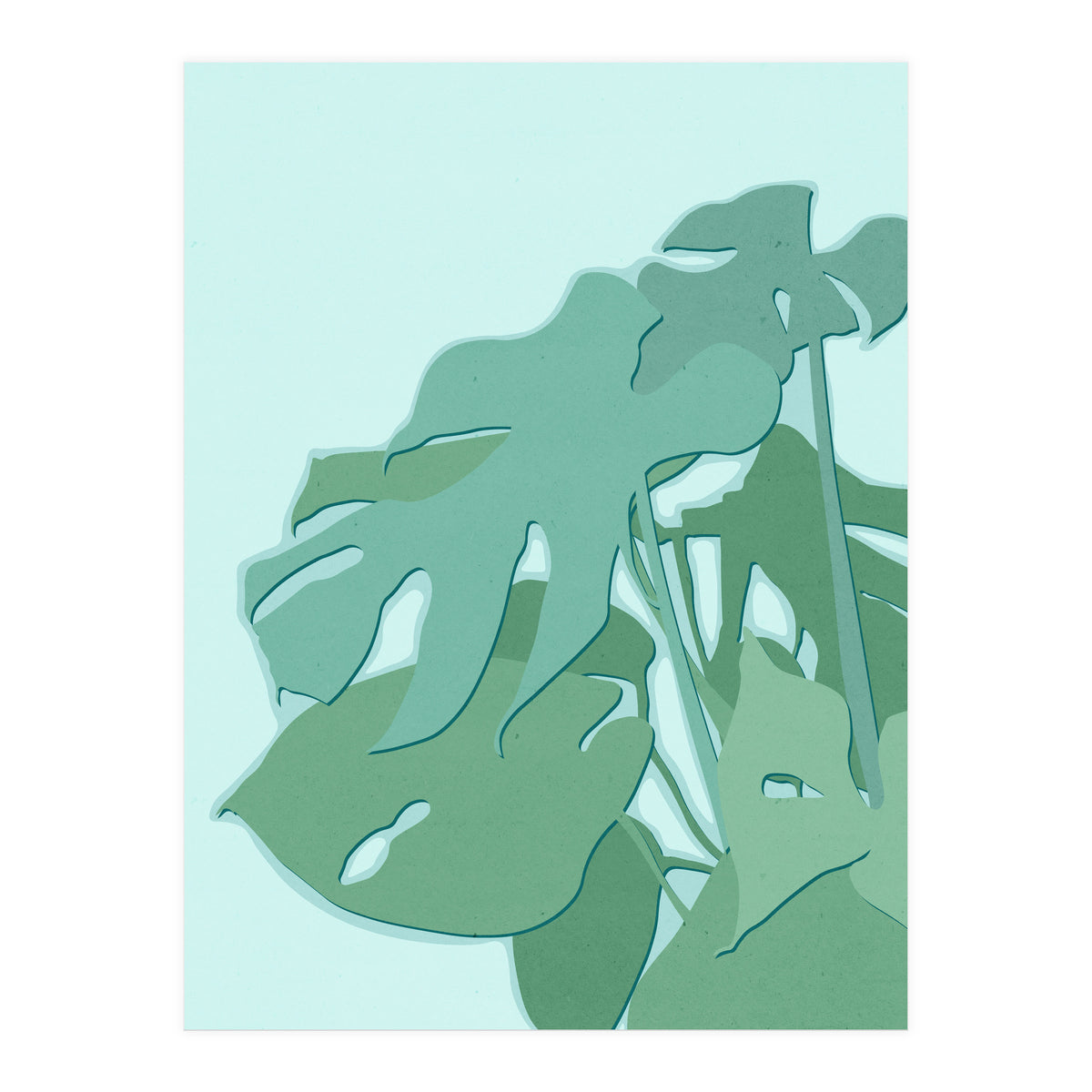 Minimal Monstera Leaves - Greener Eden (Print Only)