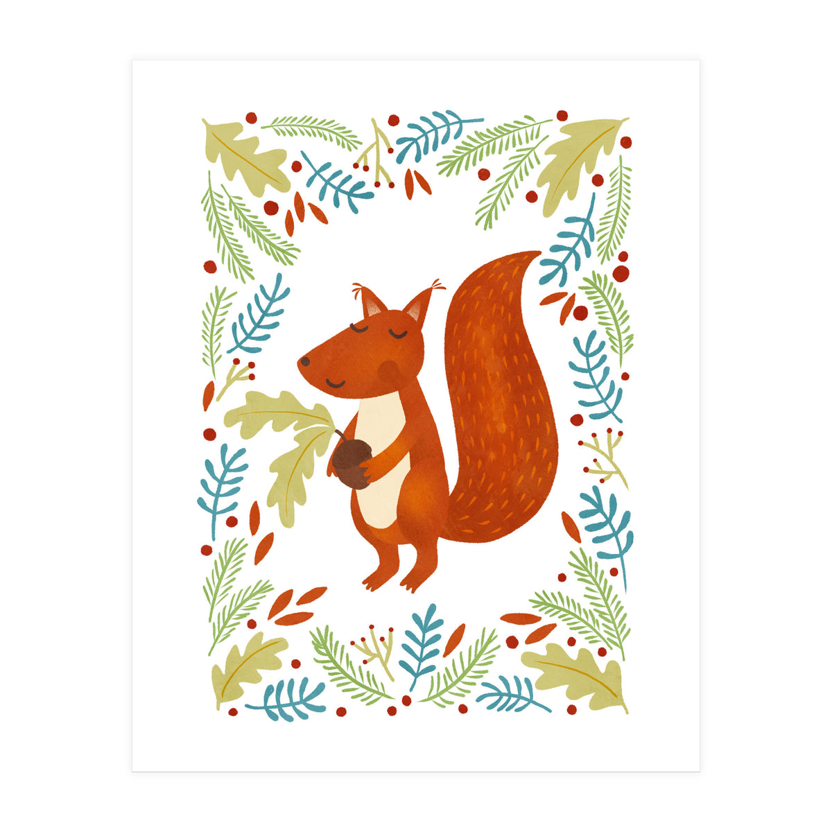 Squirrel With Acorn (Print Only)