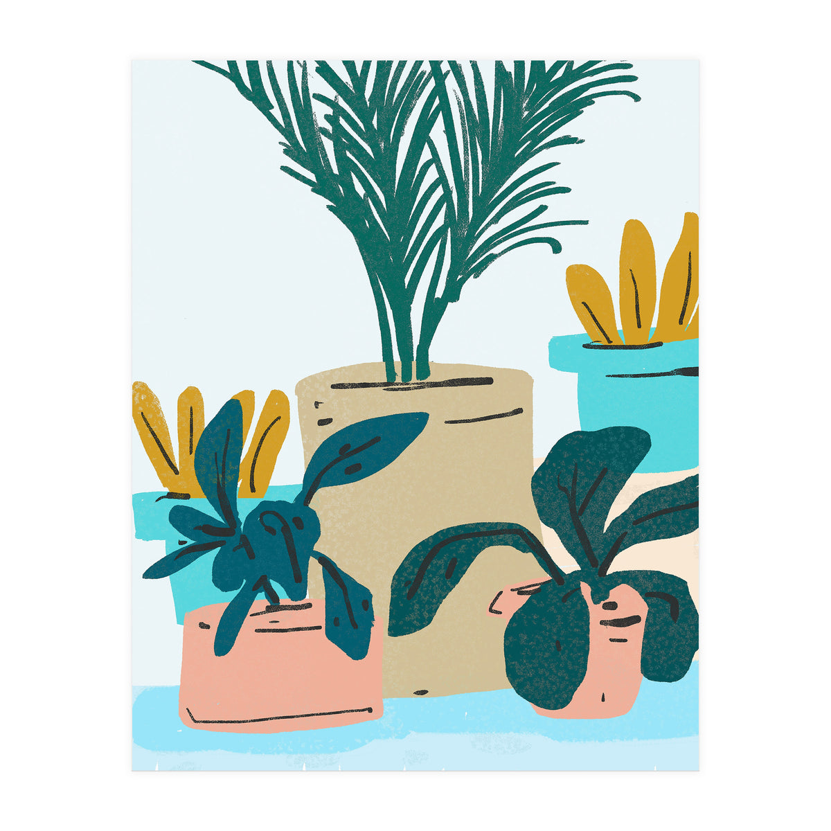 Little House Plants | Pastel Botanical Nature Plant Pots | Bohemian Cute Chic Palm Modern (Print Only)