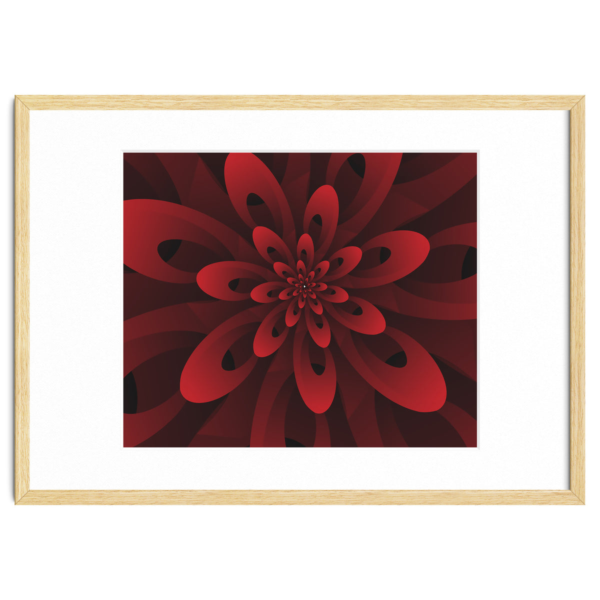 Abstract Digital Modern Red Floral 3D ART