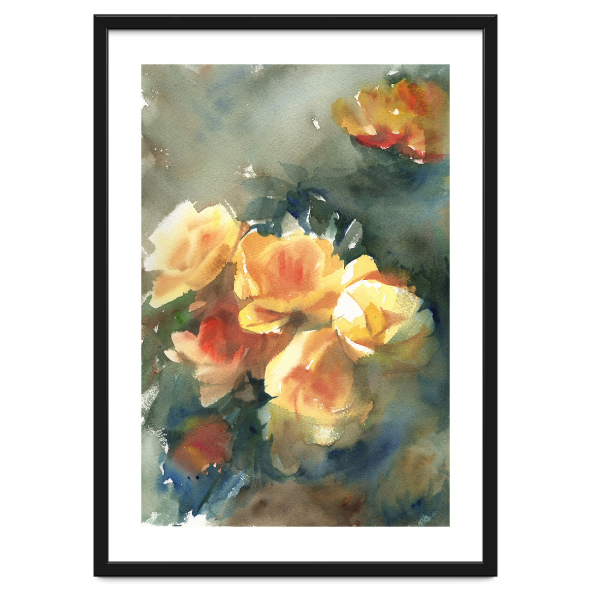 Abstract watercolor flowers