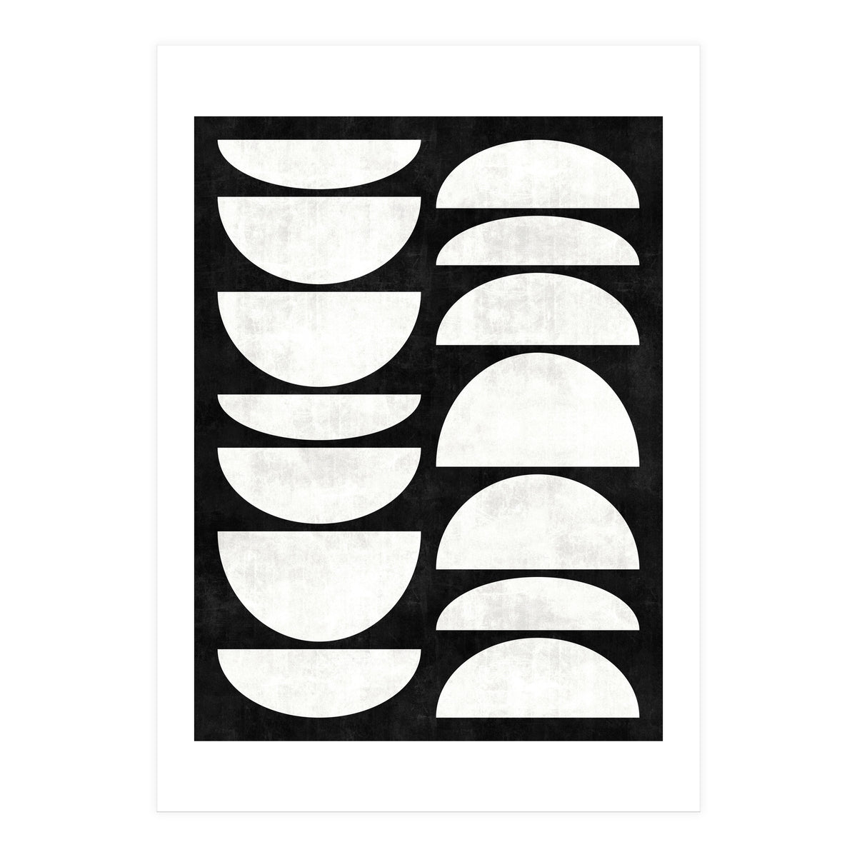Mid-Century Modern Pattern No.8 - Black and White Concrete (Print Only)