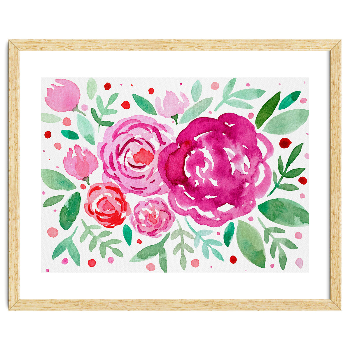 Watercolor roses in pink