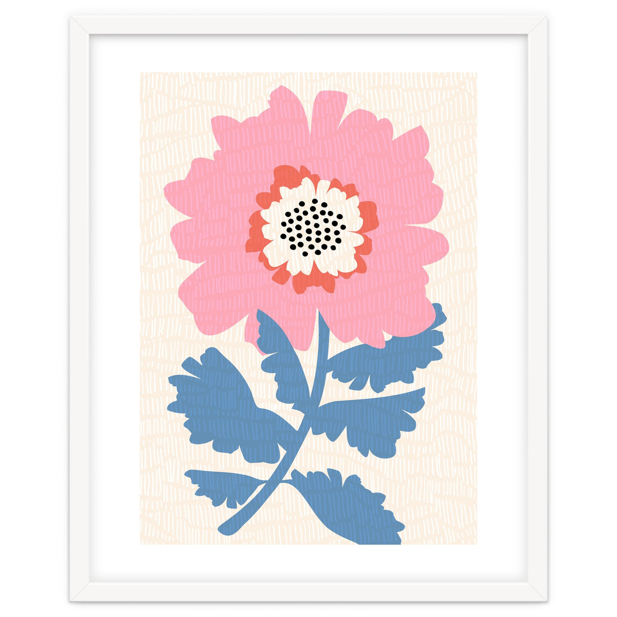 Pink Modern Folk Art Flower