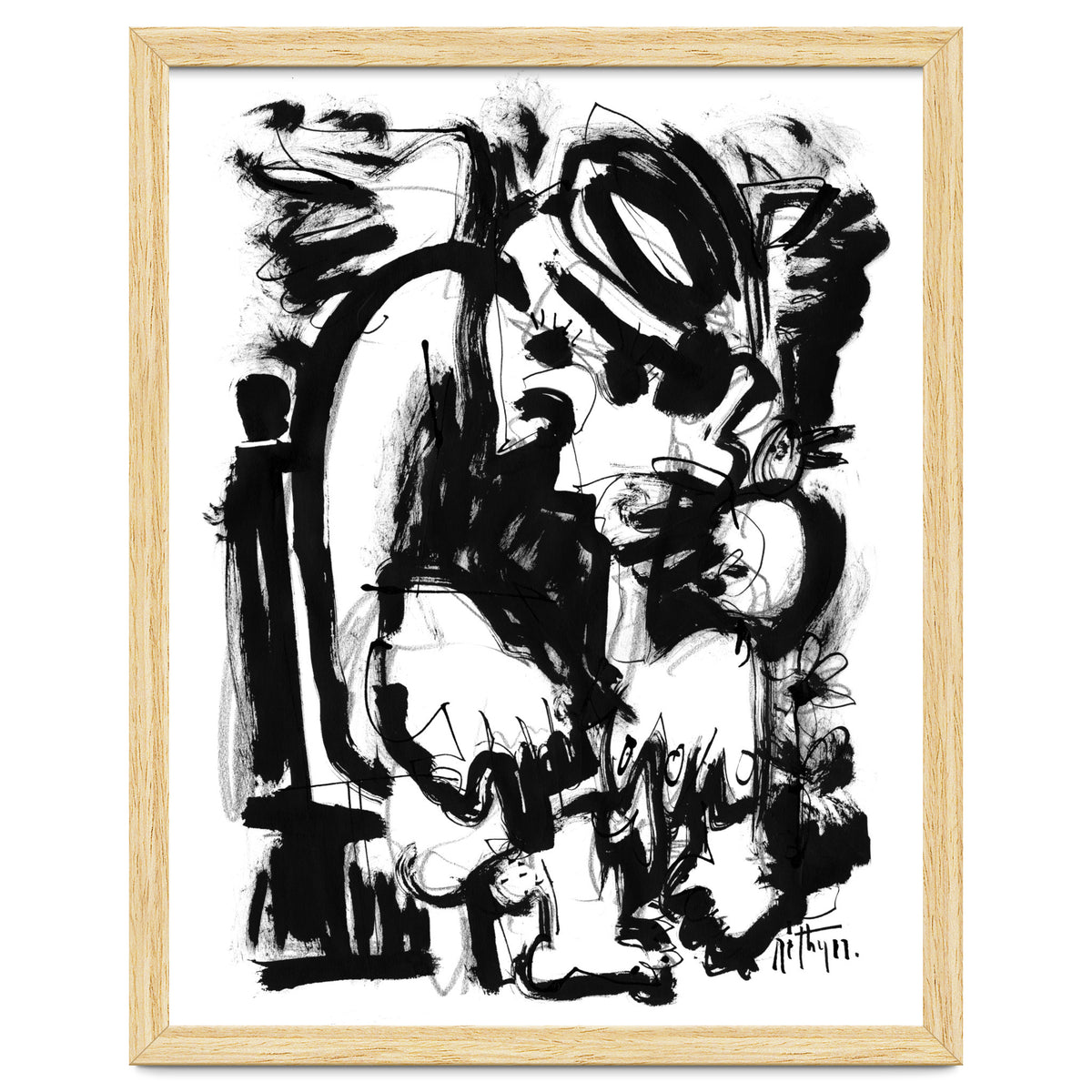 Saint With Bird - b&w