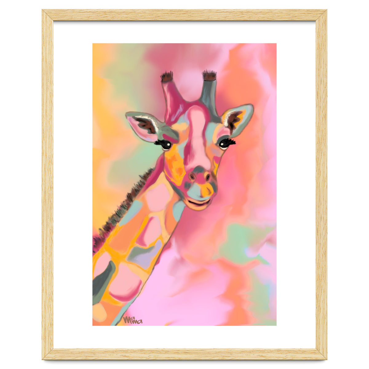 Giraffe Reaching the Rainbow