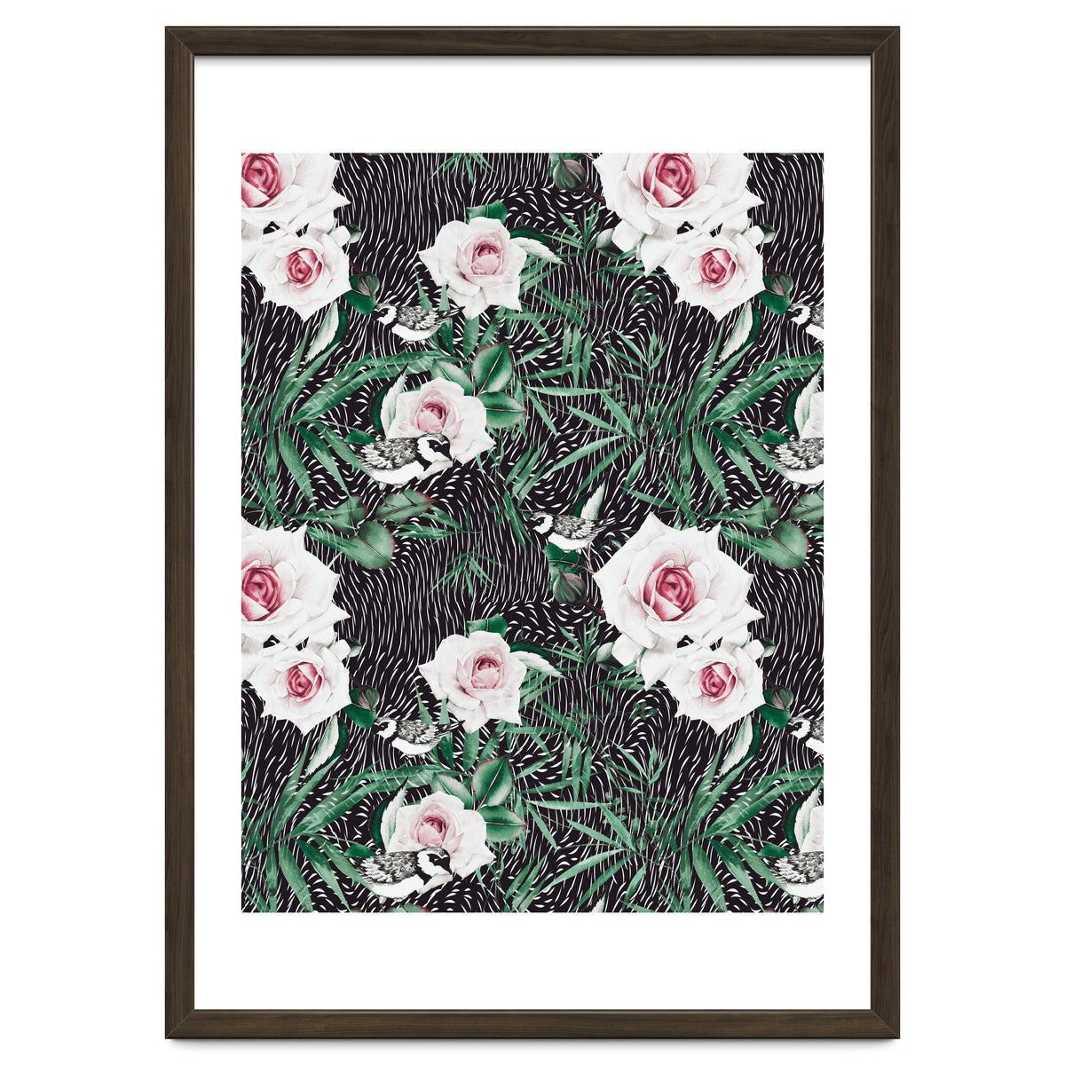 Dark flowery abstract of birds