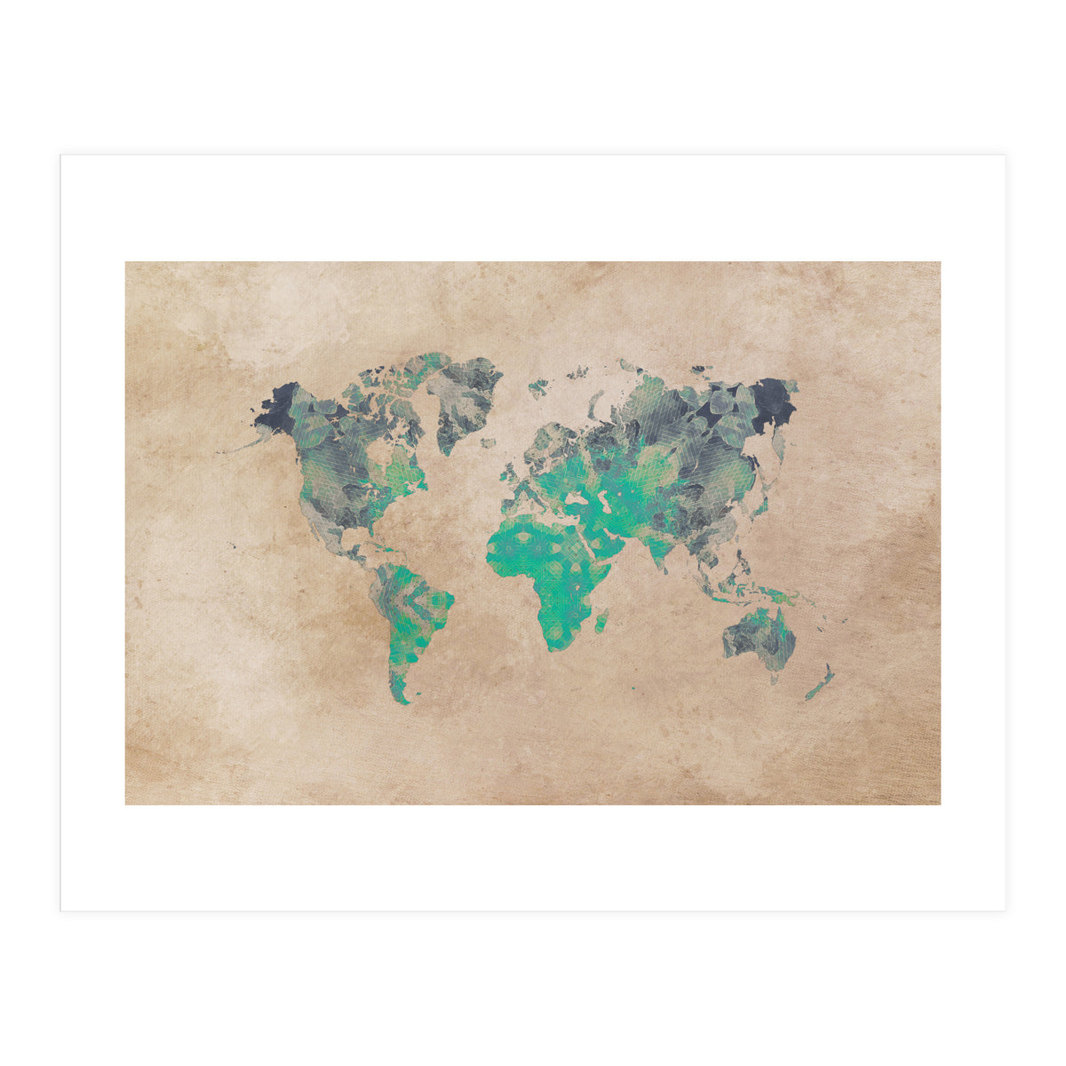 world map green (Print Only)