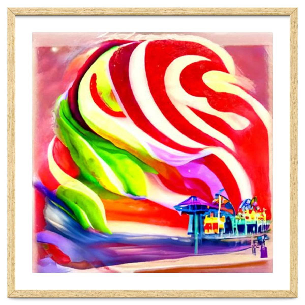 Santa Monica Pier swirly Candy AI Art