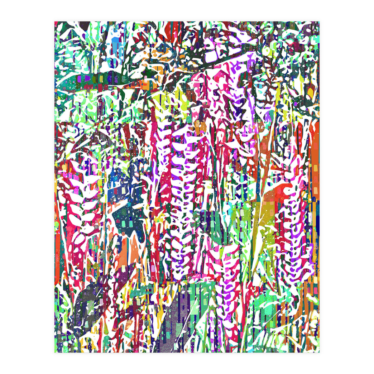 Jungle Mysteries, Colorful Bohemian Rustic Forest, Eclectic Nature Botanical Heliconia Tropical (Print Only)