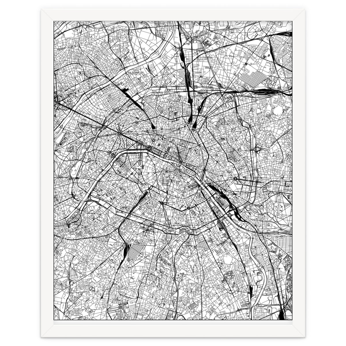 Paris White Map