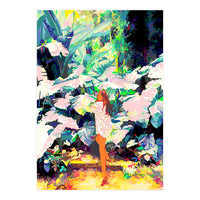 Live Quietly In a Corner Of Nature, Modern Bohemian Woman Jungle Forest Eclectic Painting (Print Only)