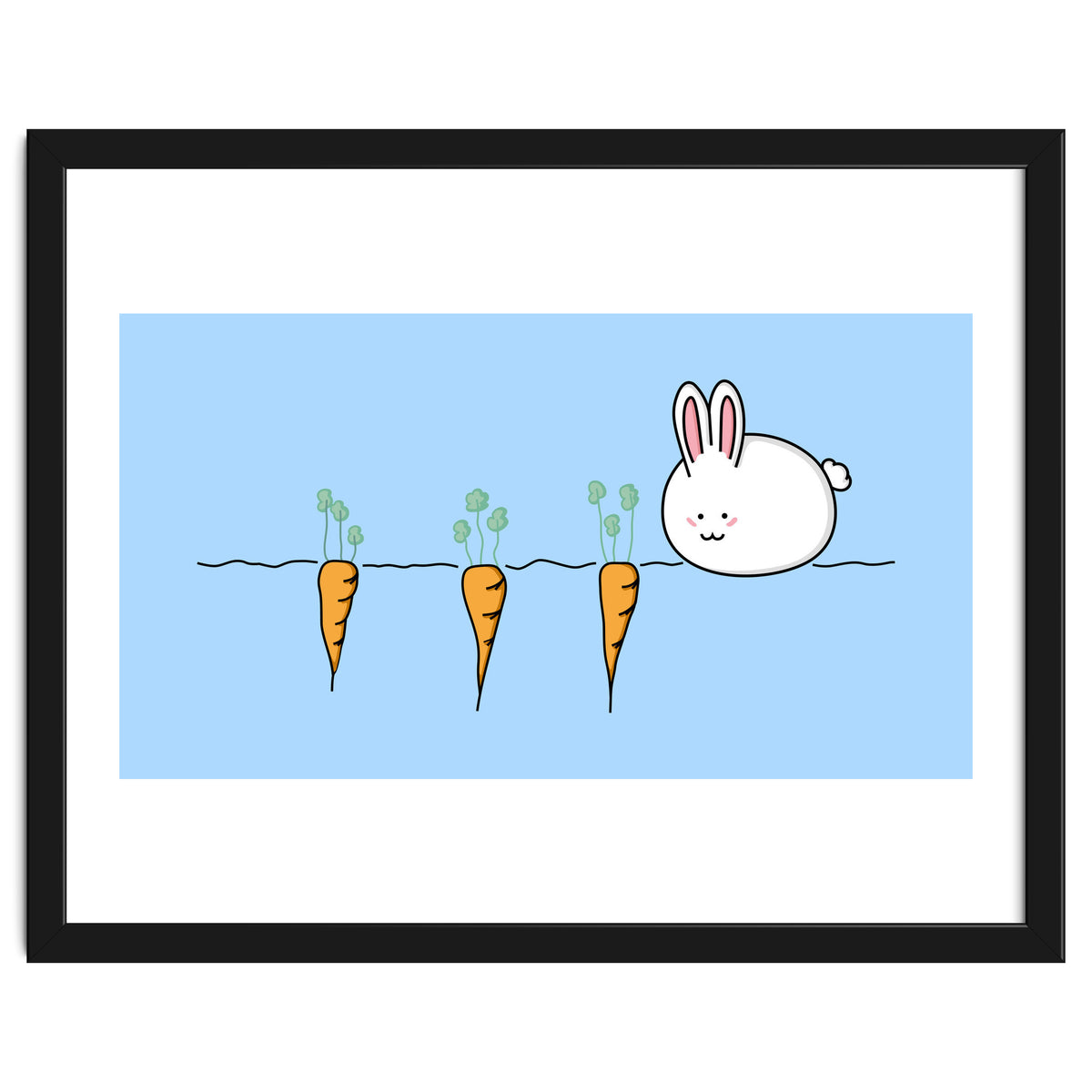 Kawaii Cute Rabbit With Carrots