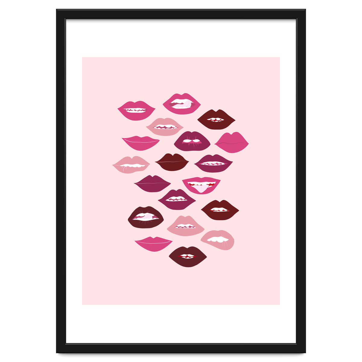 Lips Dark on Pink Background