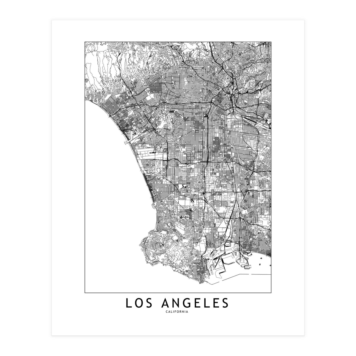 Los Angeles White Map (Print Only)