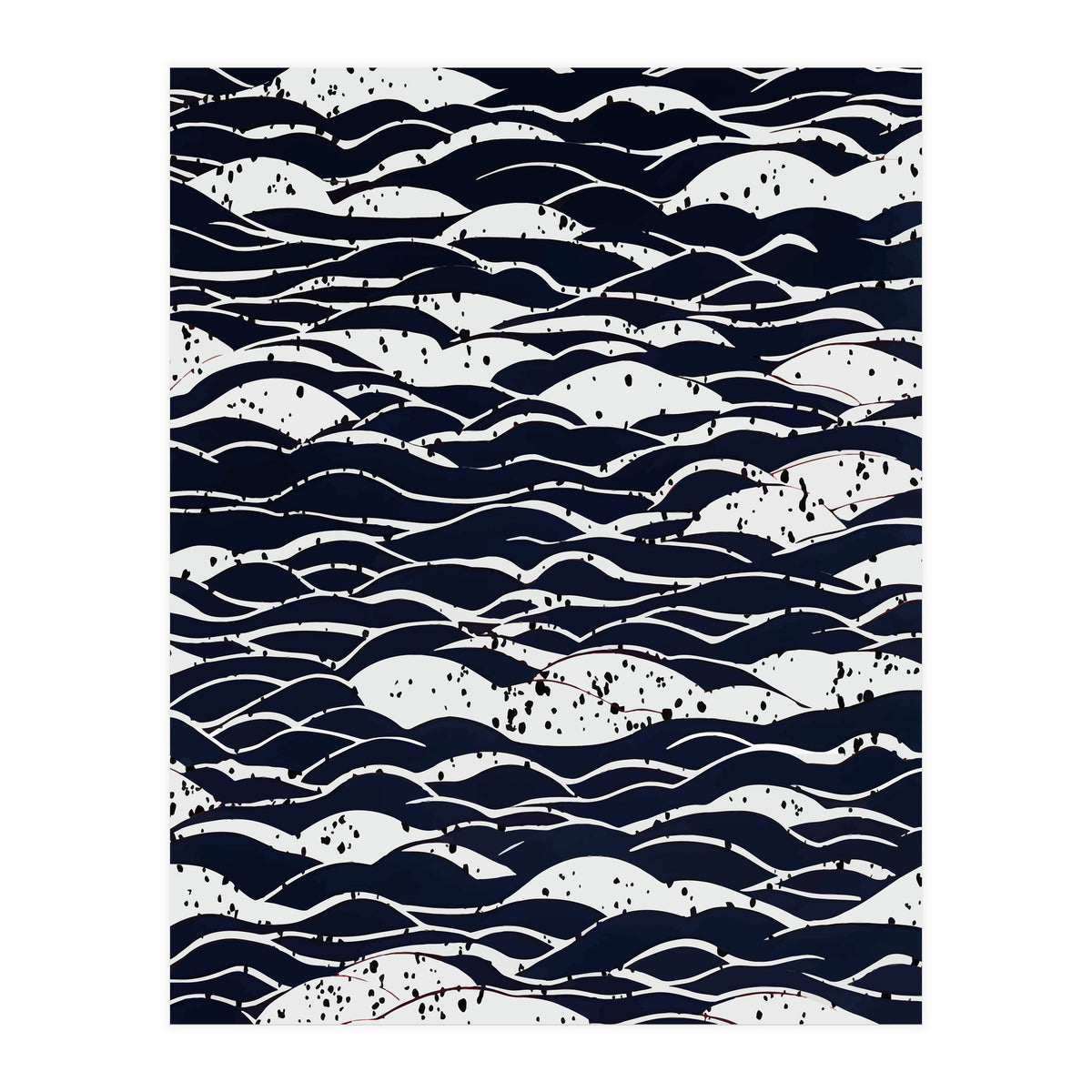 Rain, Abstract Storm Black & White, Monochromatic Line Art Sketch, Simple Eclectic Painting (Print Only)