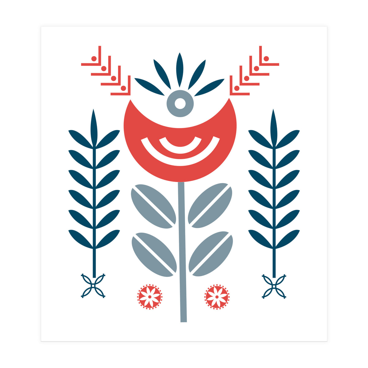 Scandi Folk Flower Pattern (Print Only)