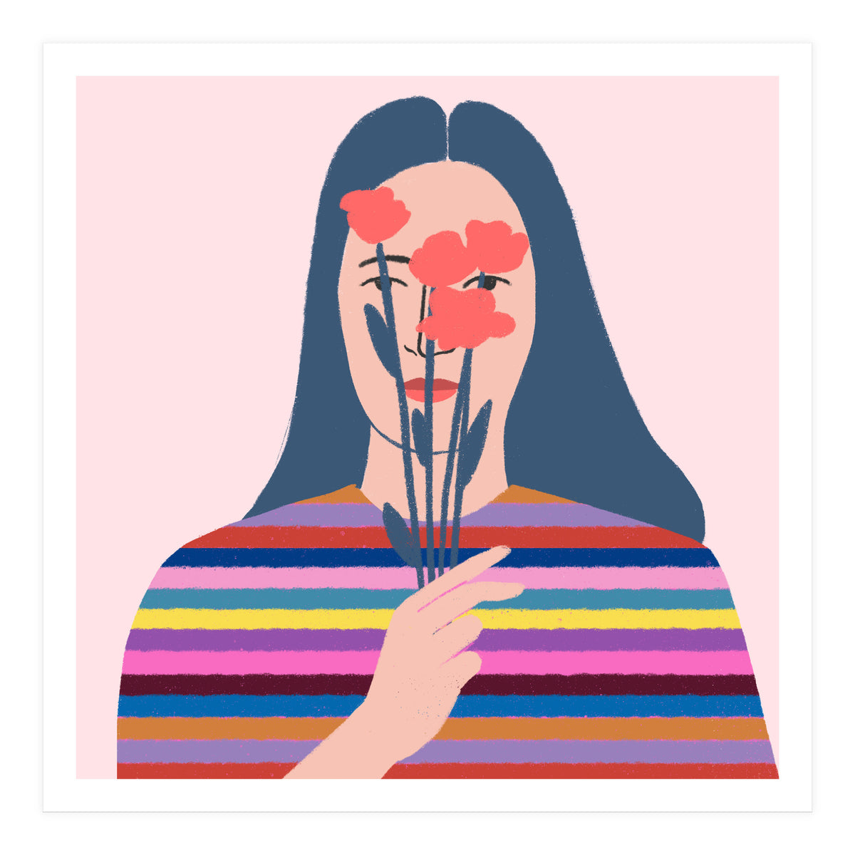 Girl With Flowers Square (Print Only)