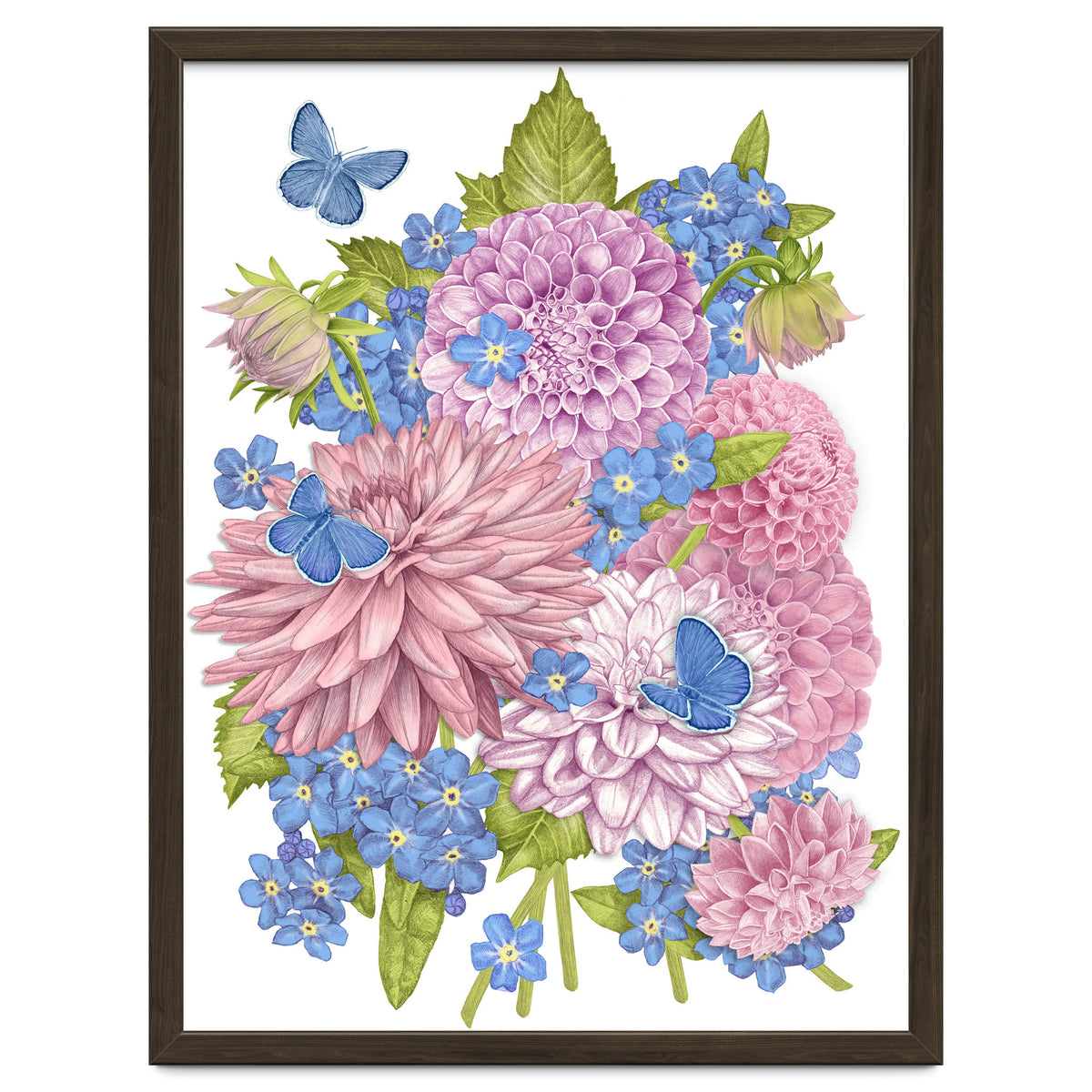 Pink Flowers and Butterflies