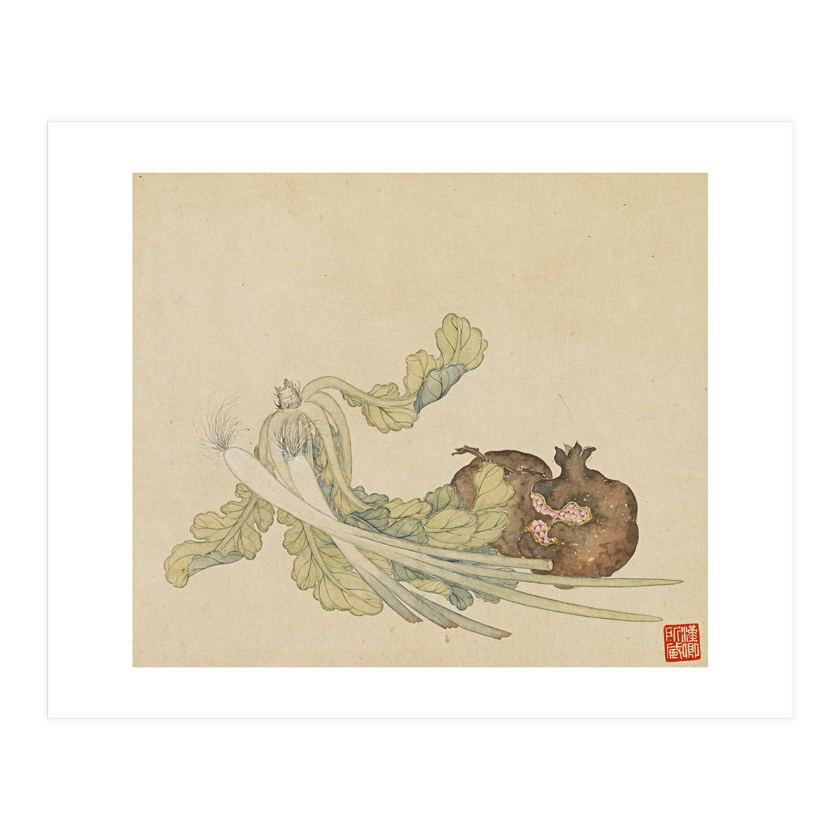 Wang Chengyu ~flowers, Vegetables, Pomegranates, Onions, Chinese Cabbage, Vegetables (Print Only)