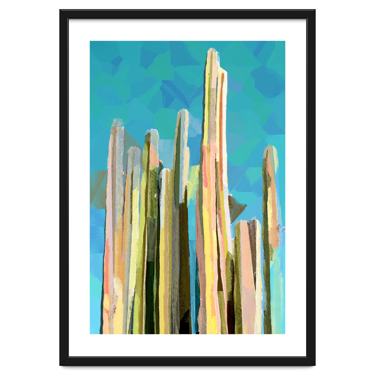 Desert's Rose, Summer Cactus Abstract Pastel Digital Art, Nature Botanical Color Sketch Plant Drawing