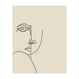 Looking Back : Moon Eyes, Abstract Face Line Art, Minimal Drawing Sketch People Scandinavian Neutral (Print Only) thumbnail