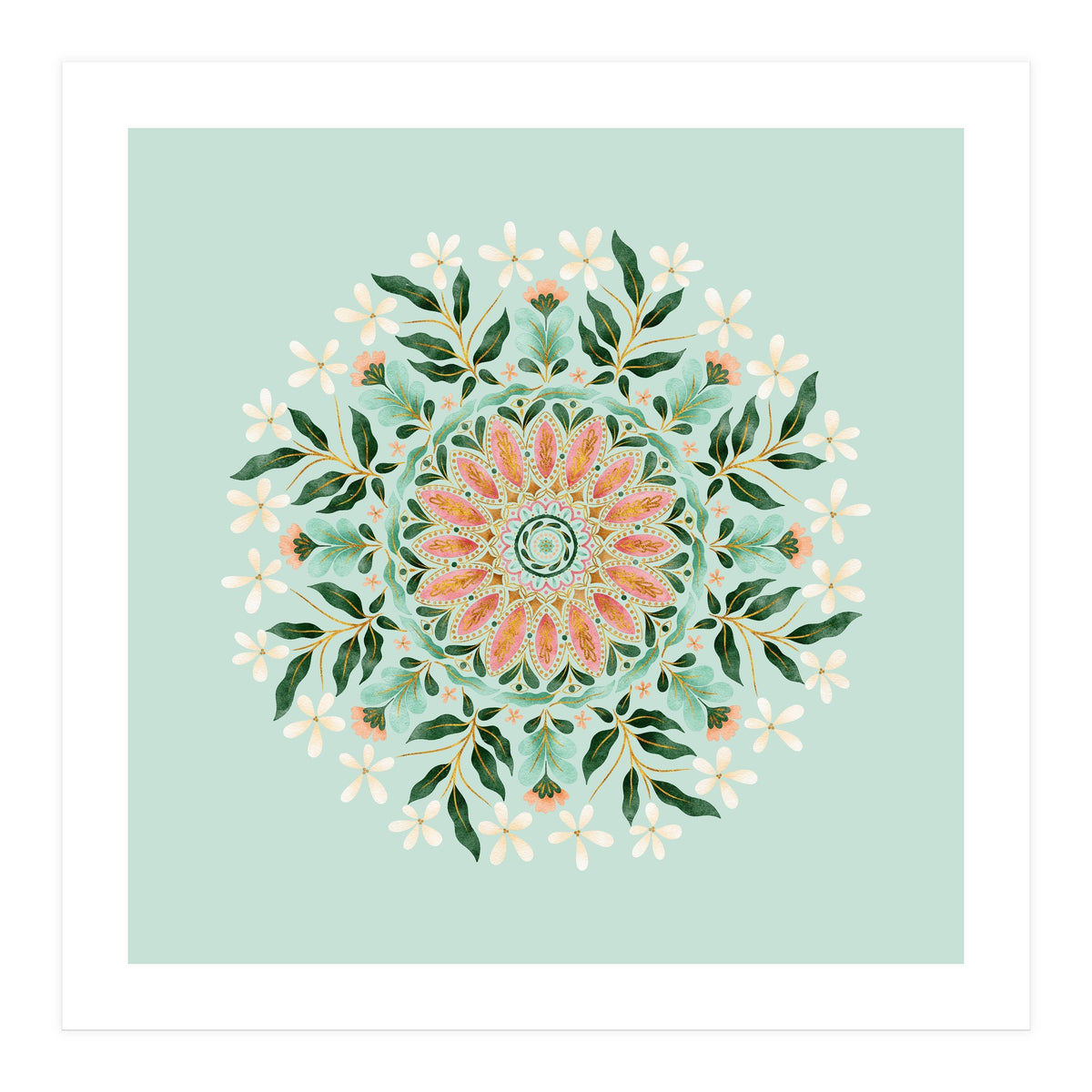 Floral Mandala | Mint Green (Print Only)