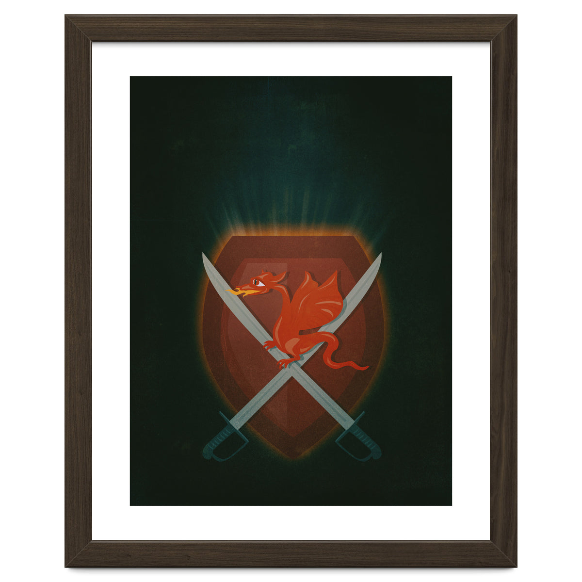 Heraldic dragon and cutlasses