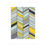 Colorful Concrete Chevron Pattern - Yellow, Blue, Grey (Print Only) thumbnail