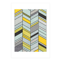 Colorful Concrete Chevron Pattern - Yellow, Blue, Grey (Print Only)