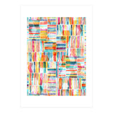 Summer Pastel Geometric and Striped Abstract on white (Print Only) thumbnail