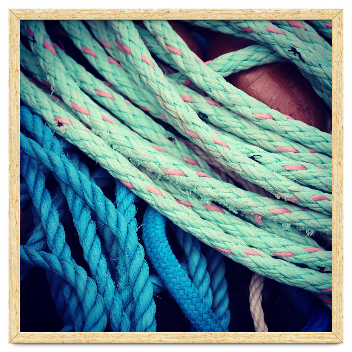 fishing ropes: blue and green
