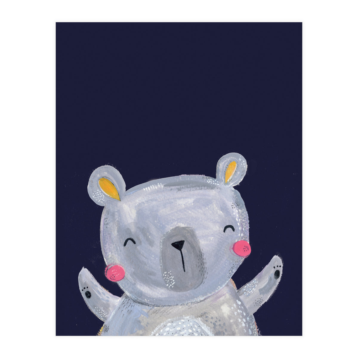 Woodland Bear On Navy (Print Only)