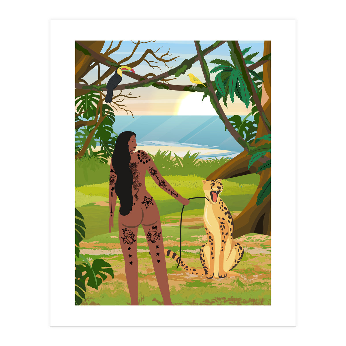 Boho Girl with Cheetah (Print Only)
