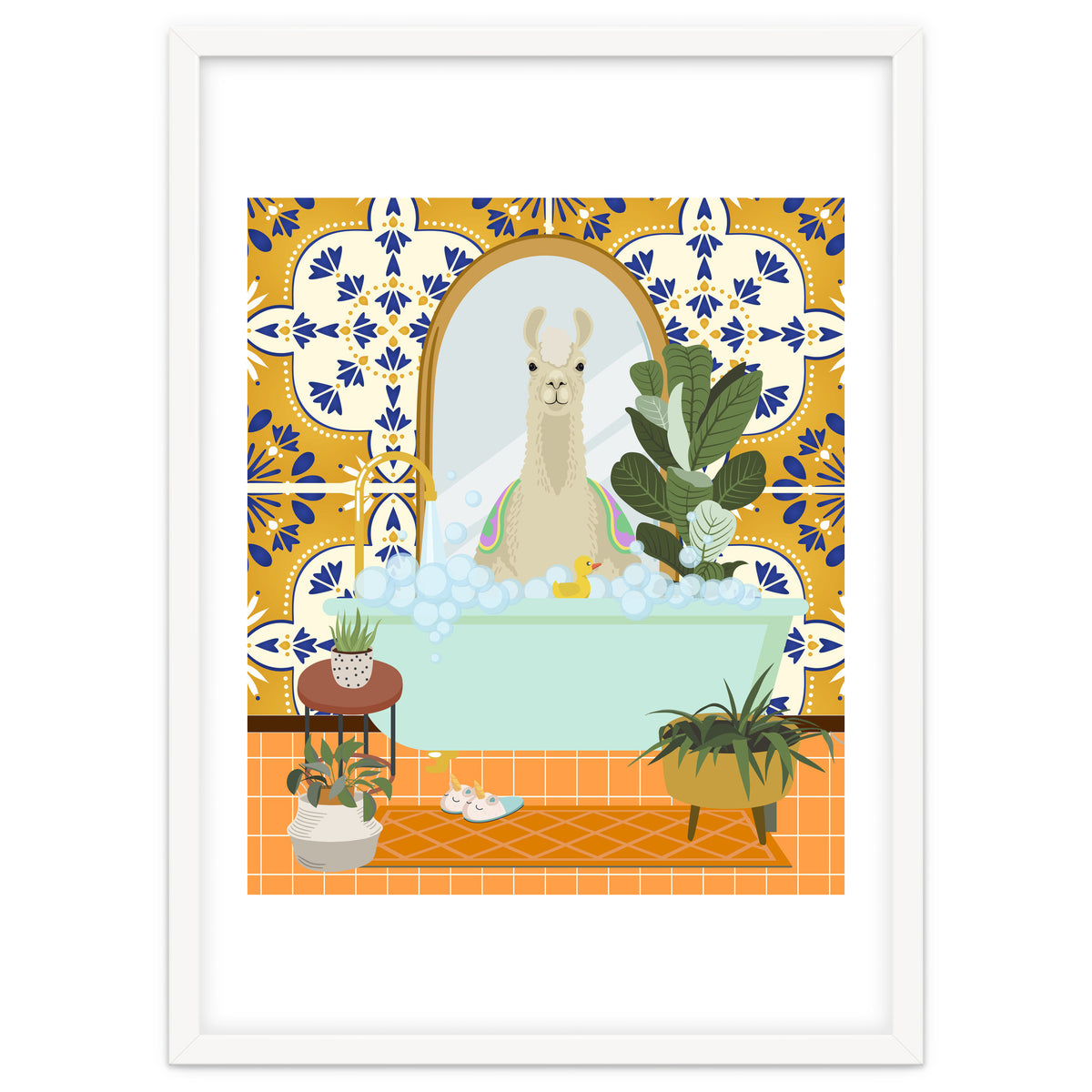 Llama Bathing in Moroccan Style Bathroom