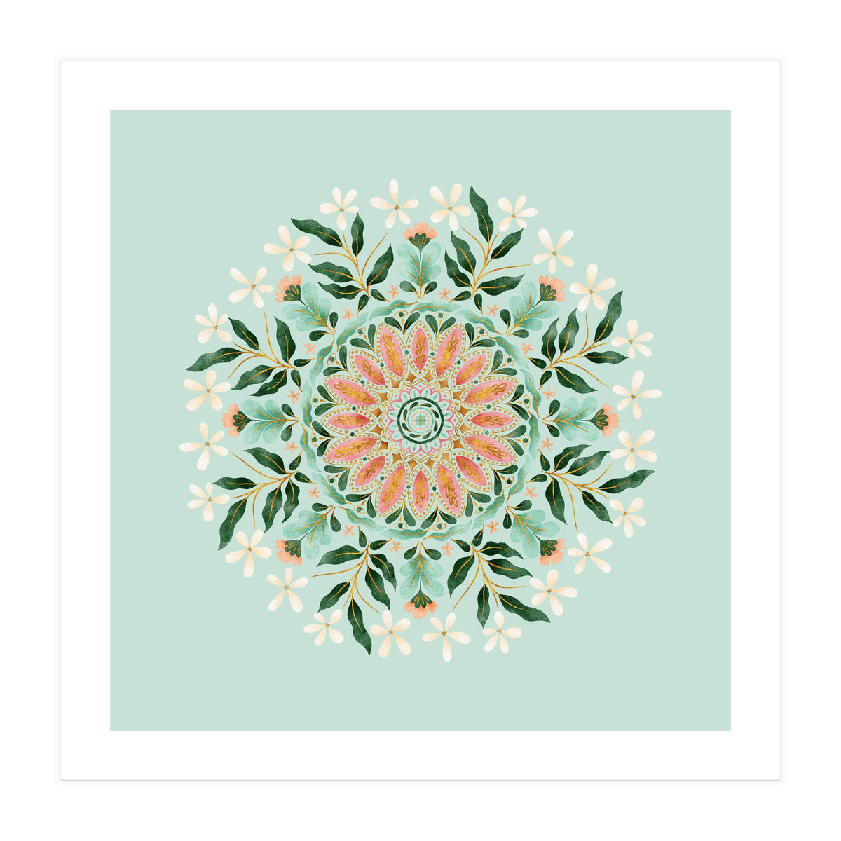 Floral Mandala | Mint Green (Print Only)