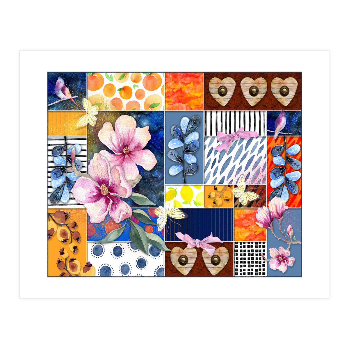 Romantic Floral Collage (Print Only)