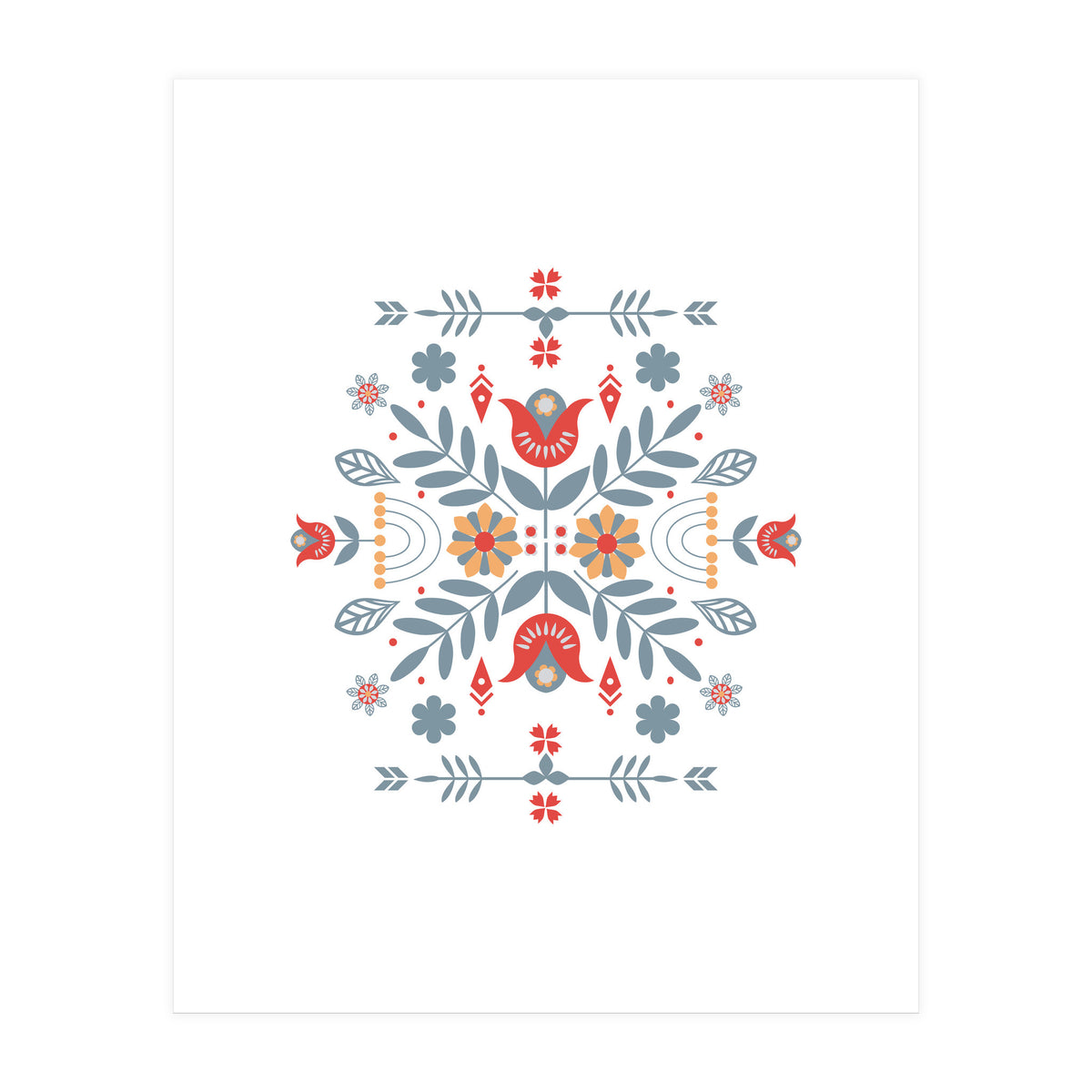 Scandinavian Folk Retro Flower Pattern (Print Only)
