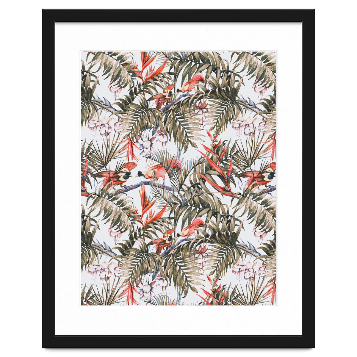 Exotic birds in the jungle paradise