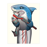 Great White Shark Brushing Teeth (Print Only) thumbnail