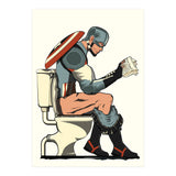 Captain America on the Toilet, funny bathroom humour (Print Only) thumbnail