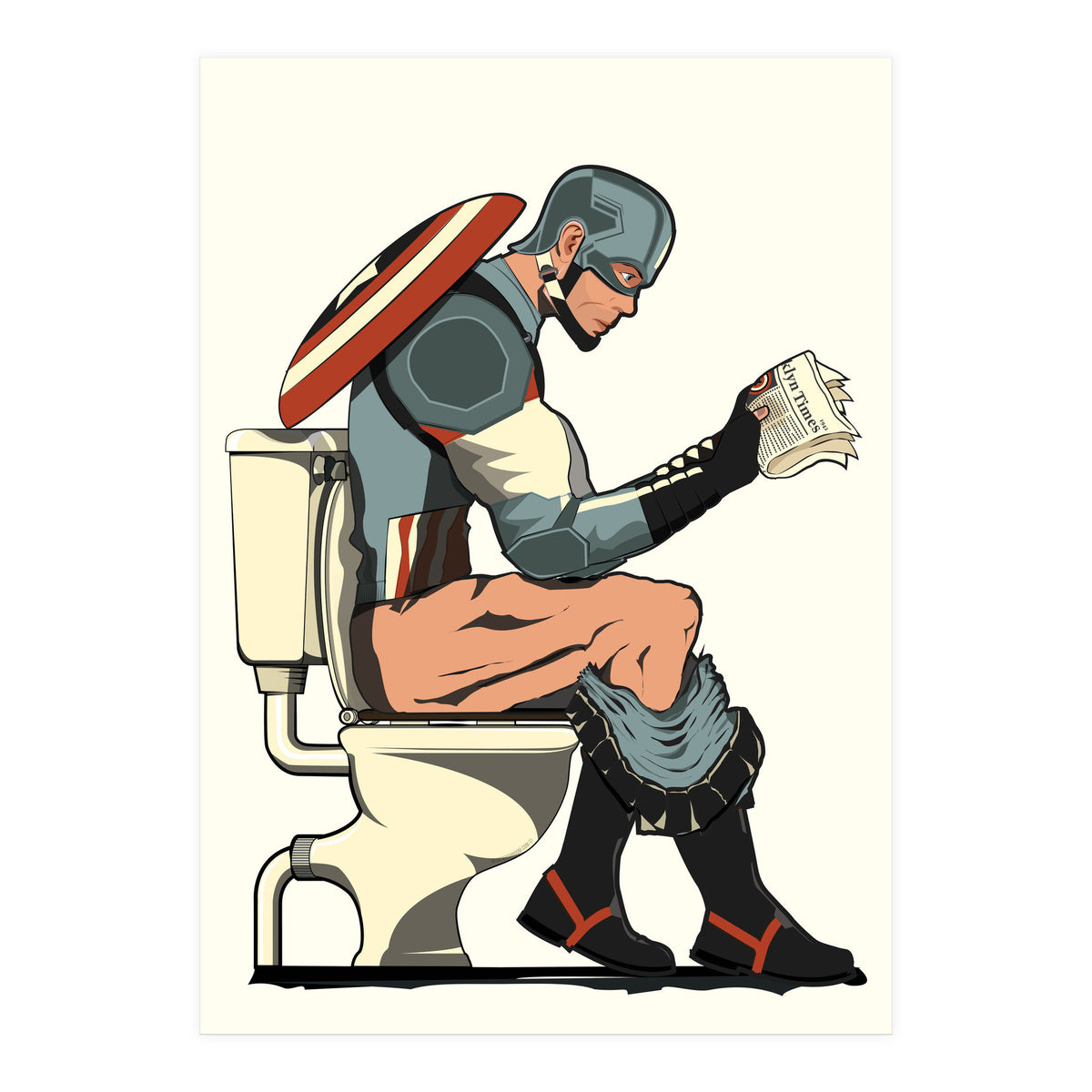 Captain America on the Toilet, funny bathroom humour (Print Only)