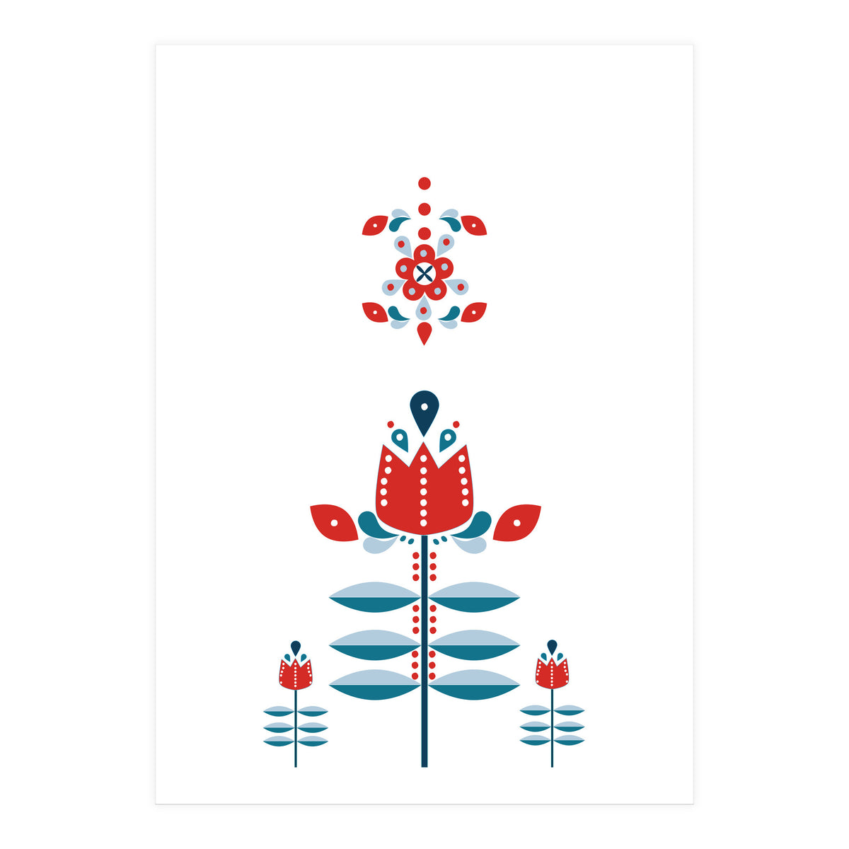 Scandinavian Folk Flowers (Print Only)