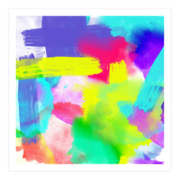 Abstract Stripes Neon Artistic Watercolor Pattern (Print Only)