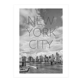NYC Brooklyn Bridge & Lower Manhattan | Text & Skyline (Print Only) thumbnail